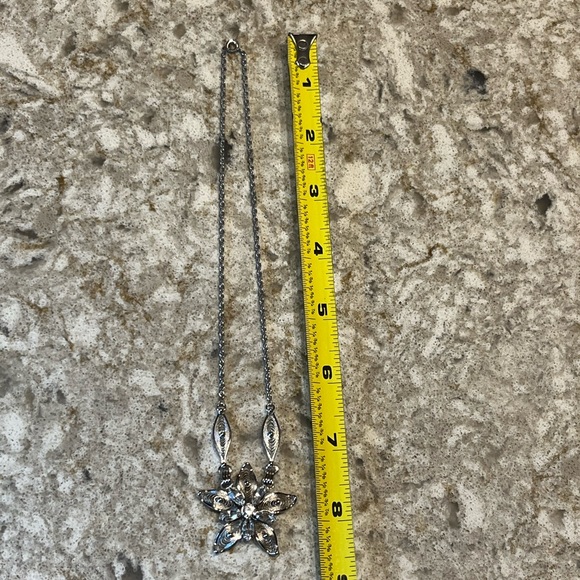 Am Lee sterling silver filigree rhinestone flower adjustable necklace rope chain - Picture 11 of 13